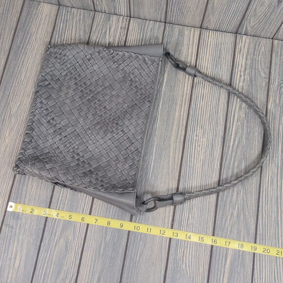 Laurent Effel St Barth Italy Leather Shoulder Bag Purse Woven Olive Green Gray - Picture 7 of 8